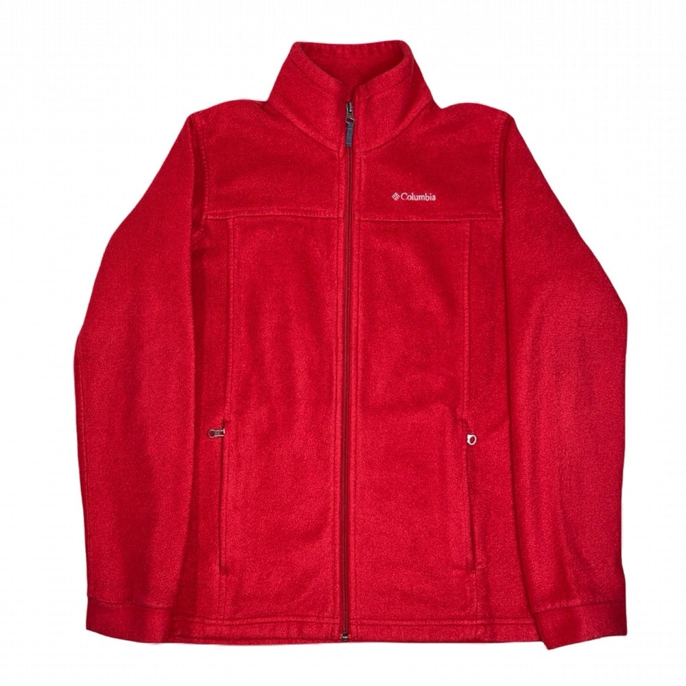 Columbia Youth Large 14/16 Full Zip Fleece‎ Jacket Thermal Sweater Boy Girl Red